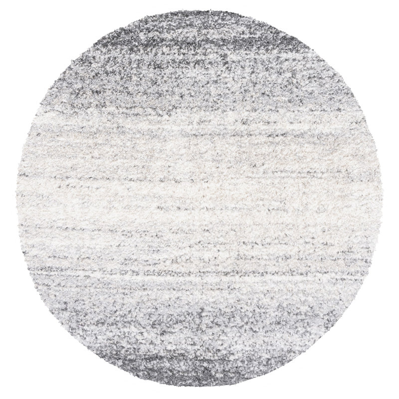 Mena Abstract Black/Gray Area Rug, Round 6'7"