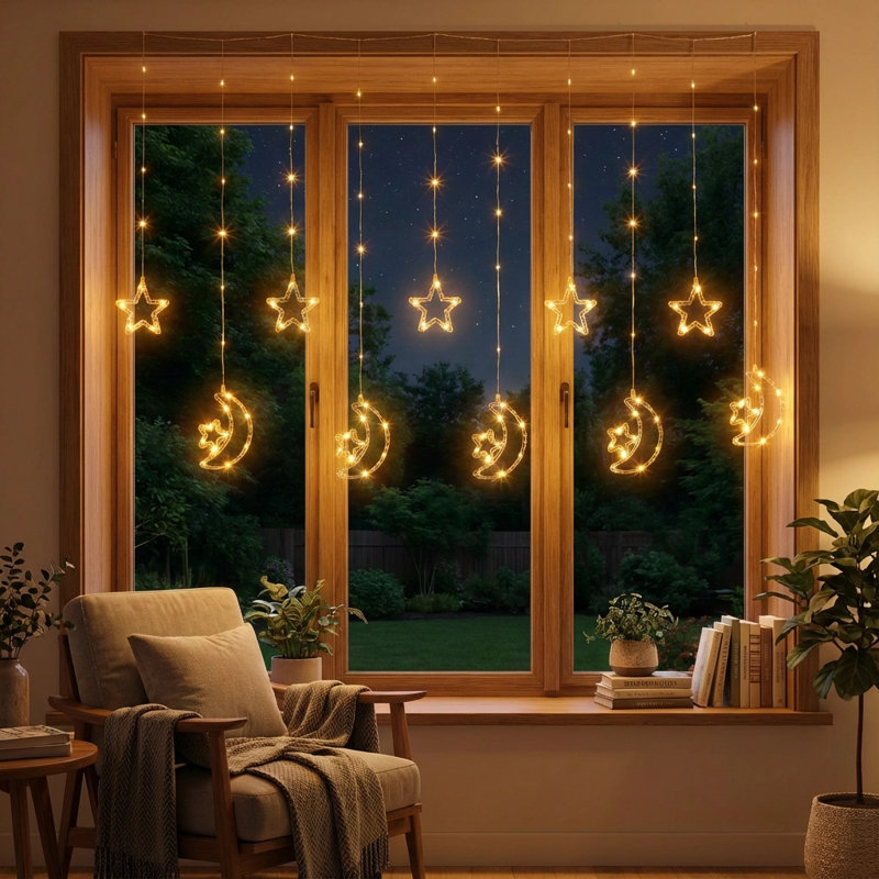 115 guirlandes de lumière DEL avec lune et étoile (alimenté par USB)