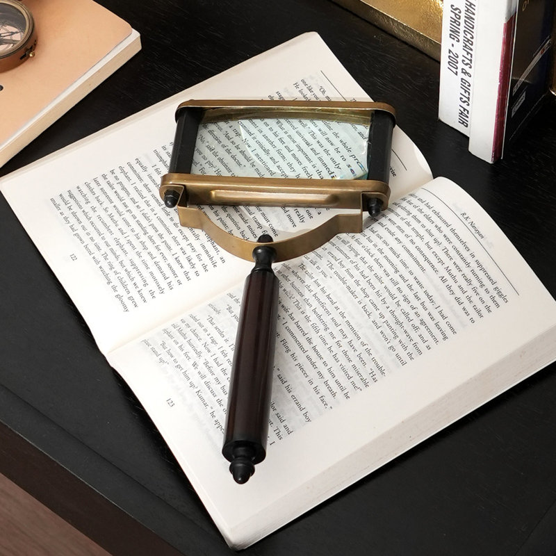 Vintage Rectangular Magnifying Glass with Metal Frame - Black 