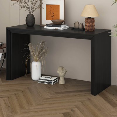 Console de 59 po au design rayé unique, table d'entrée étroite en panneau de fibres à densité moyenne, table de bout derrière le canapé, table d'appoint polyvalente