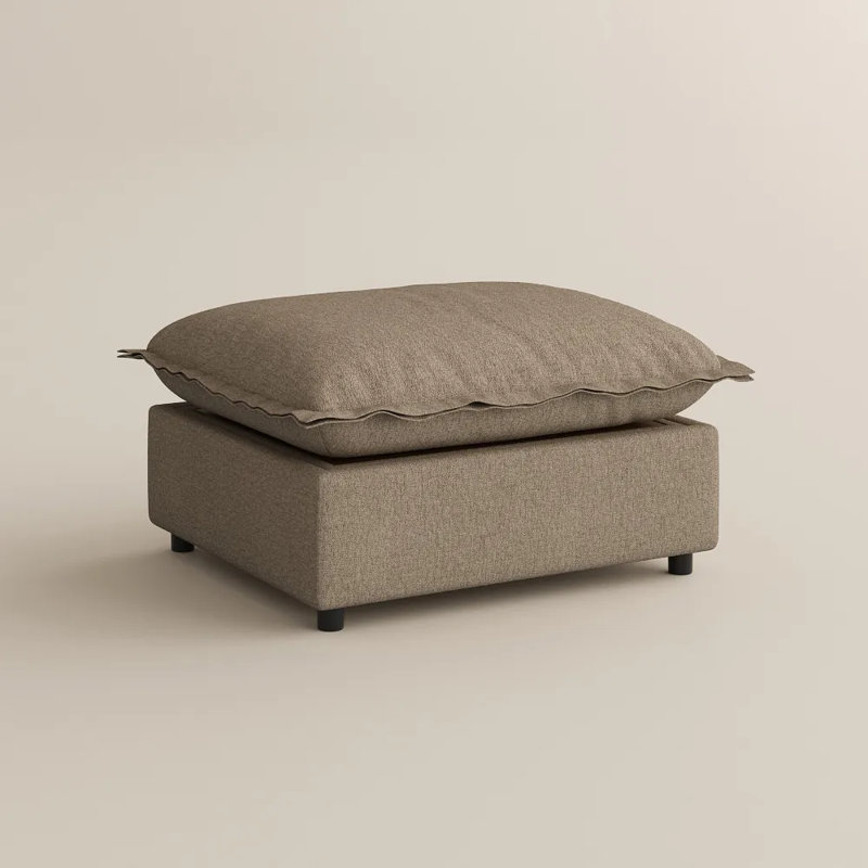 Rangement et table basse avec repose-pieds, lin, Brun