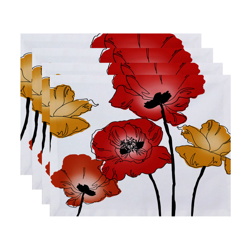 Napperon Koto Poppies, Rouge / Orange