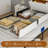 Bed Frames With Hidden Storage Headboard & 4 Drawers, 49.2" Tall Upholstered Wingback Headboard With Led Lights And Charging Station, No Box Spring Needed-160895360-160895363