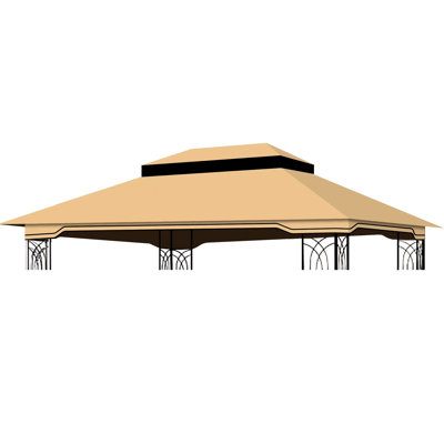 Tan 10X12 Ft Gazebo Replacement Canopy. Fabric With Protection And Water Resistance. Double Tiered Roof Drain Holes Barrier. Suits 10X10 Gazebo. Indulge In Outdoor Leisure Patio Cover - Tan. , & .