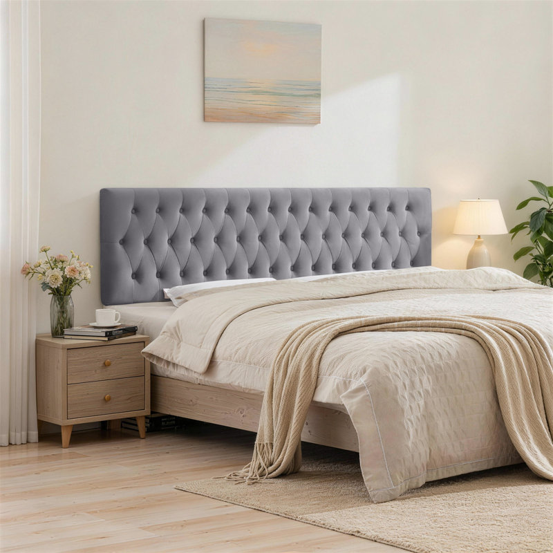 Tête de lit tapissier Aveigha, Simple, Grey Velvet