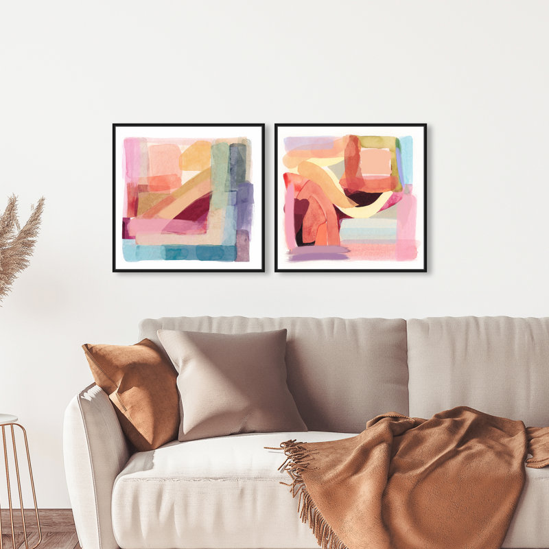«Abstract Tone», ensemble de 2 impressions, Toile avec cadre noir, H 24 po x l 24 po