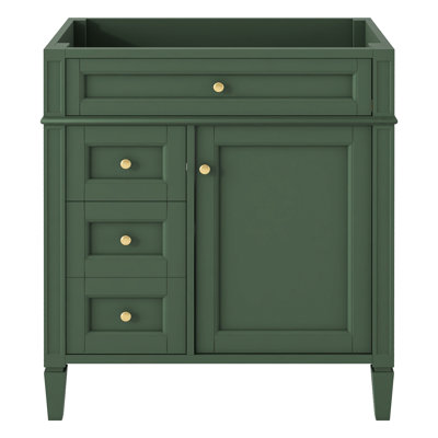 Meuble-lavabo de salle de bain moderne 30 po sans lavabo supérieur, 2 tiroirs, organisateur de porte d'armoire, tablette réglable, glissières de tiroir en métal lisse et bois massif, conception à pieds romains exquis avec 3 pieds, bois