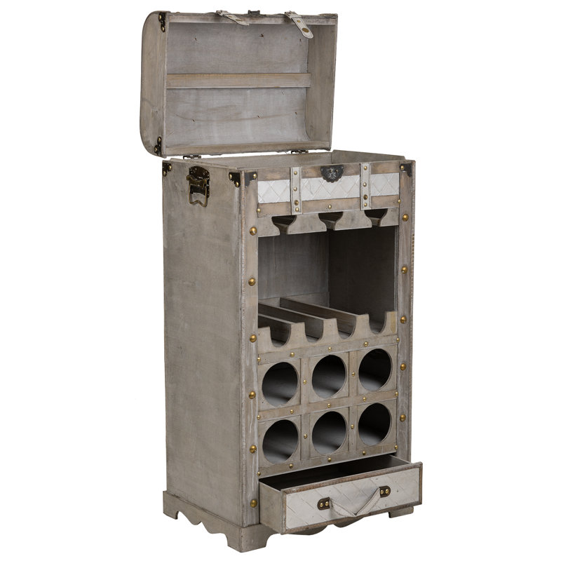 Artamas 10 Bottle Floor Wine Bottle & Glass Rack in Grey