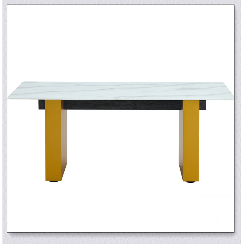 Table basse et table de salle à manger moderne en verre trempé minimaliste moderne avec autocollant