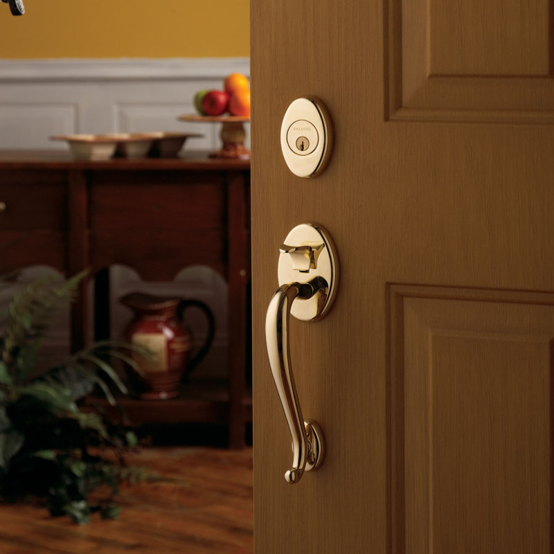 Logan Handleset with Double Cylinder Deadbolt and Door Lever and Rosette, Yes