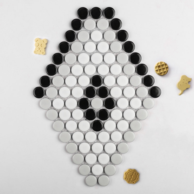 Carreau de mosaïque rond en porcelaine 1 po x 1 po Perfection