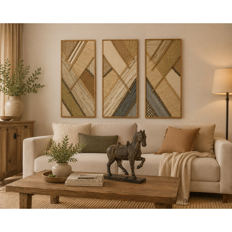 Ensemble de décorations murales géométriques en bois faites à la main
