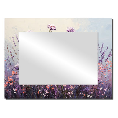 Wildflower Morning Dew In Lavender Field II - Wildflowers Mirror Wall Decor - Printed On Metal