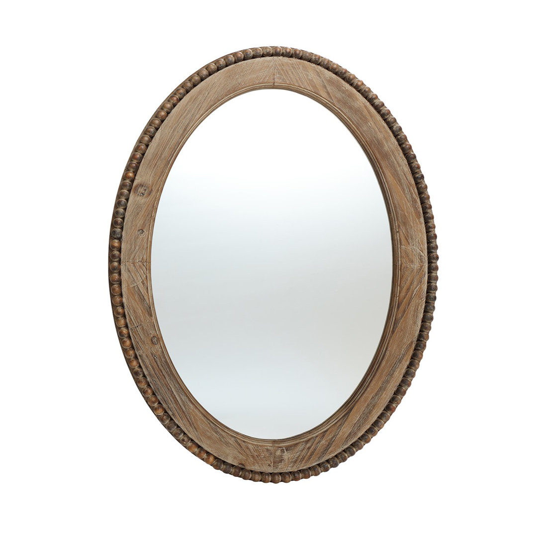 Lynwood Farmhouse Wood Oval Wall Mirror Dakota Fields