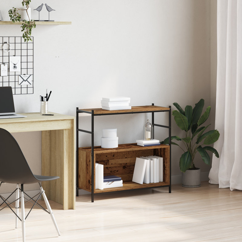 Bookshelf Engineered Wood, Metal Medium Bookshelves, Smoked Oak