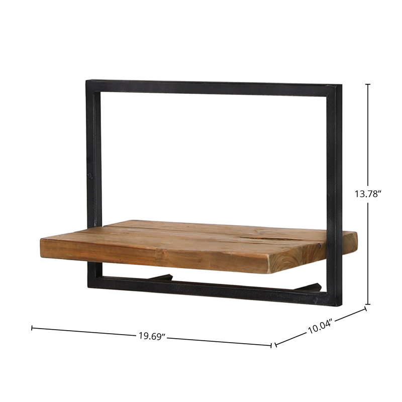 Tablette murale en bois récupéré et métal Harrow, H 13,78 po x l 20 po x P 10,04 po