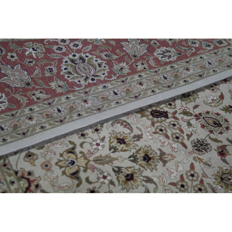 Wool Oriental Area Rug in Rust/Cream