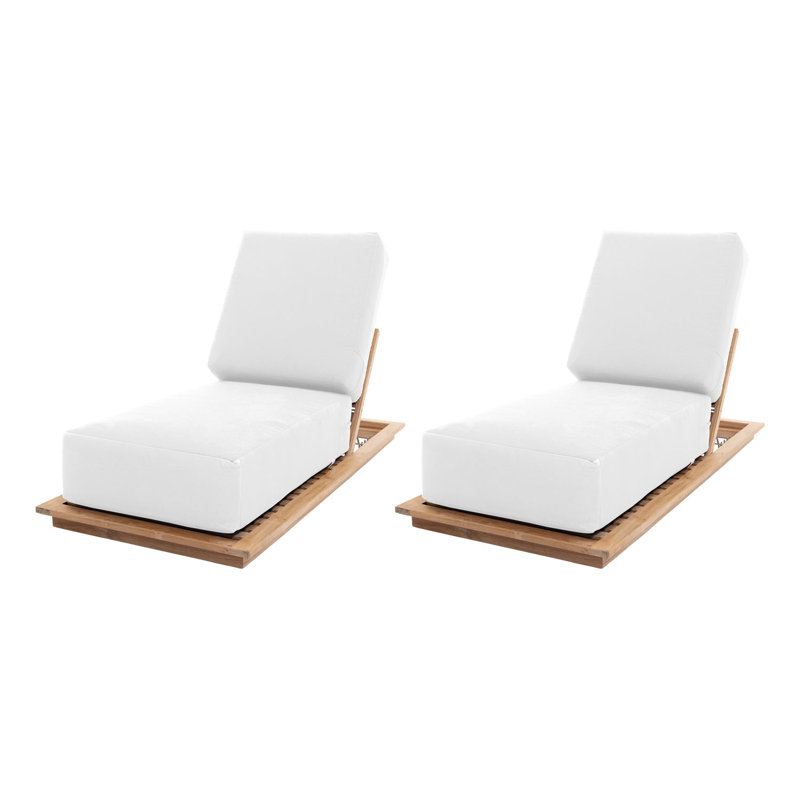 Hermosa Outdoor Teak Chaise Lounge, White