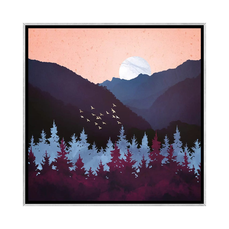 Mulberry Dusk - impression d'art graphique, Aucun mat, H 18 po x l 18 po x 1,5 po, Toile avec cadre argenté
