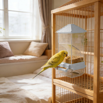 Mangeoire automatique automatique pour perroquets pour petits oiseaux, grise