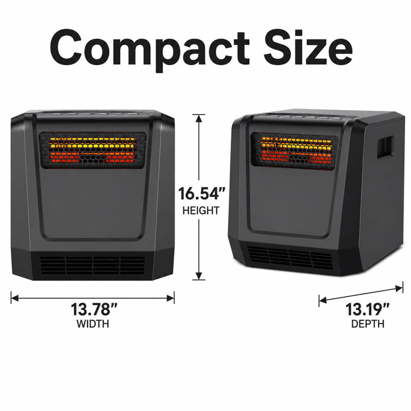 Chauffage d'appoint portatif à chauffage rapide, commandes simples sur le dessus, protection contre la surchauffe – Ventilateur compact et léger pour chambre, bureau et usage intérieur à domicile