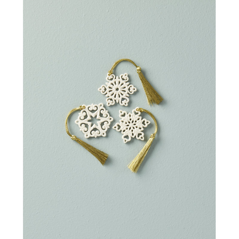 ORNAMENT BOXED SET 3 Piece Mini Snowflake Holiday Shaped Ornament Set