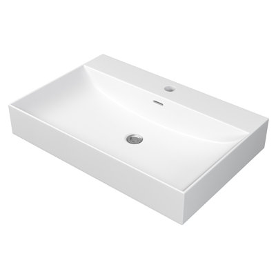 Cantrio SolidTech Matte White Acyrlic Composite Single Sink with 25" x 16.5" Dimensions