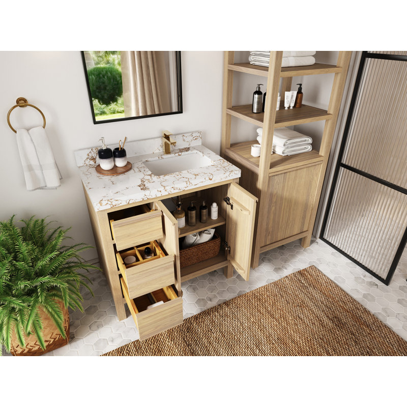 Chêne blanc Elizabeth X P 22 po De salle de bain Quartz blanc