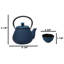 Petite théière en fonte 10 oz avec 4 petites tasses à thé Royal Blue