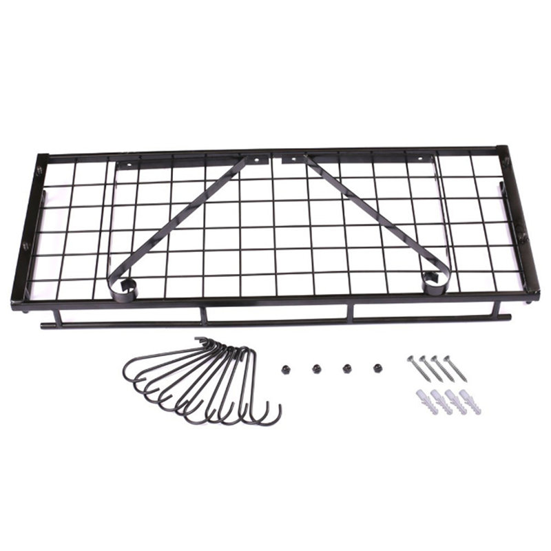 Metal Handcrafted Rectangle Wall Mounted Pot Rack, 25cm H x 90cm W x 24cm D