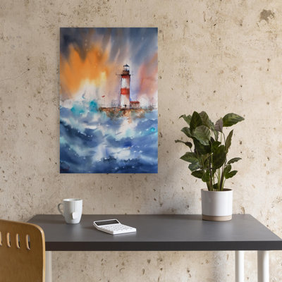 Reproduction d'art mural spectaculaire de paysage côtier abstrait de paysage marin tempête orageuse