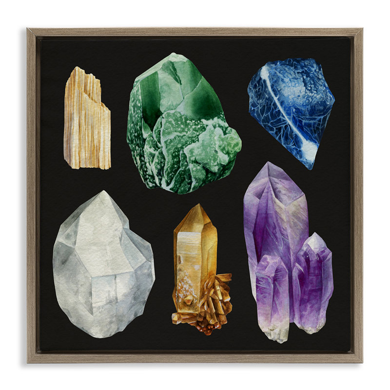 "Natural Varied Gemstones", art mural encadré par Grace Popp, Cadre flottant orme Montalcino, H 25 po x l 25 po