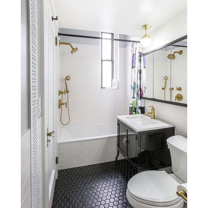 Meadowmere 3" Hexagon Matte Ceramic Tile, Black