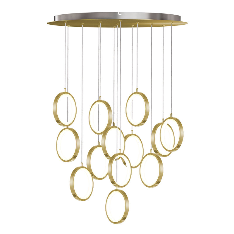 Lauri 13 - Light LED Cluster Pendant, Brushed Brass