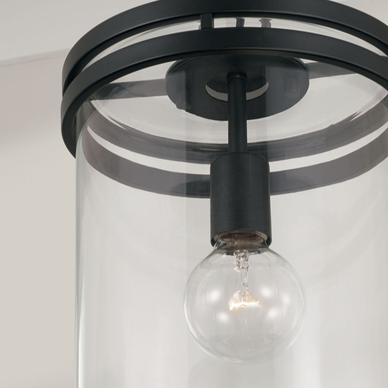 Luminaire suspendu cylindrique à 1 lumière , Noir