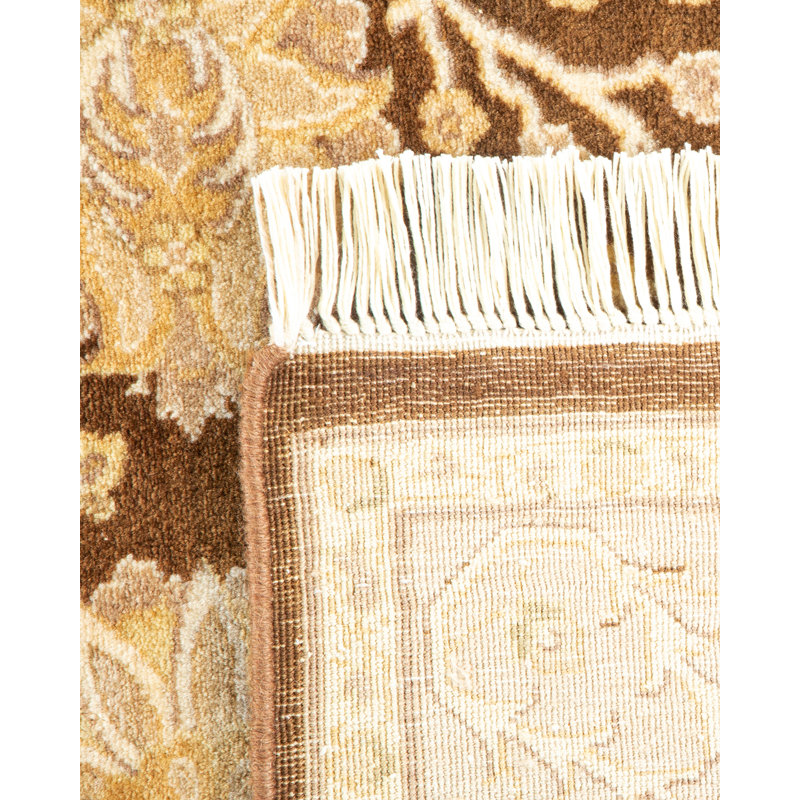 Handmade Yellow Wool Rectangular Area Rug 4'1" x 6'