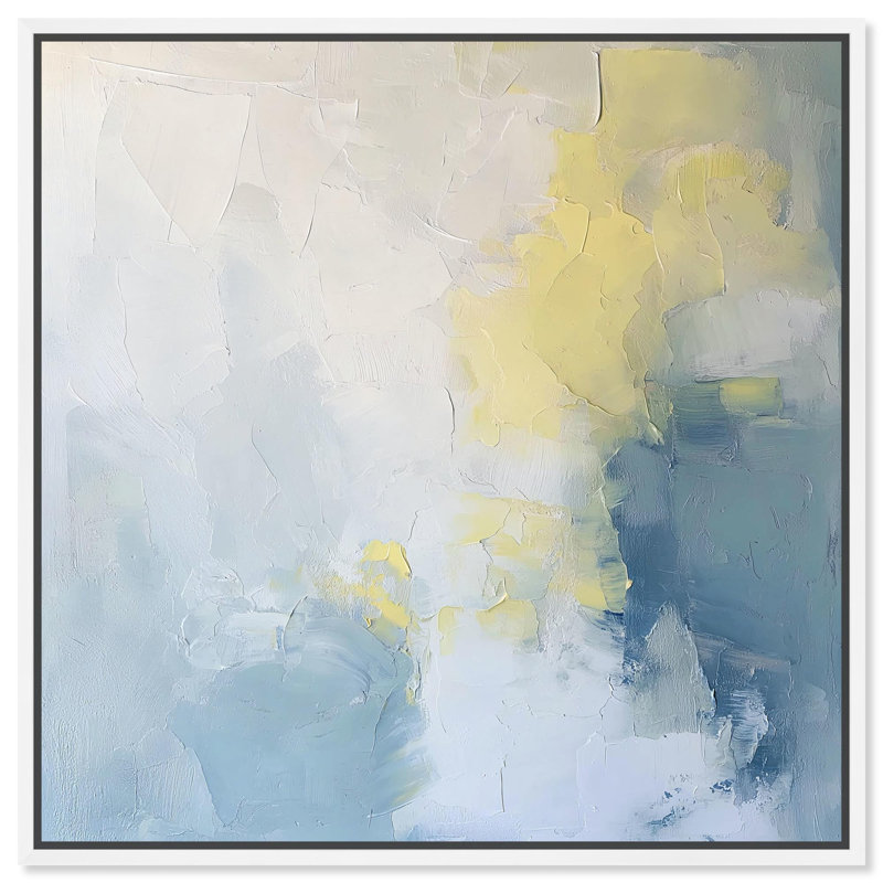 «Earth and Ether» par Minimal Art abstrait, H 13 po x l 13 po x P 1,8 po, Cadre flottant blanc