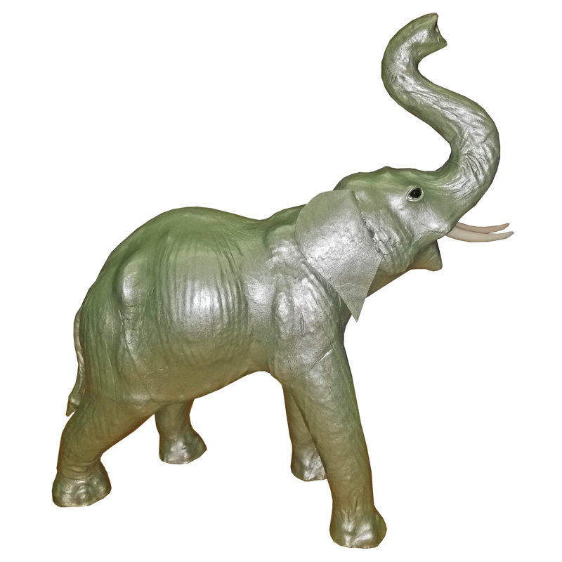 Éléphant en cuir Hillenbrand, H 15 po x l 18 po x P 6 po, Comme neuf, Cuir/similicuir