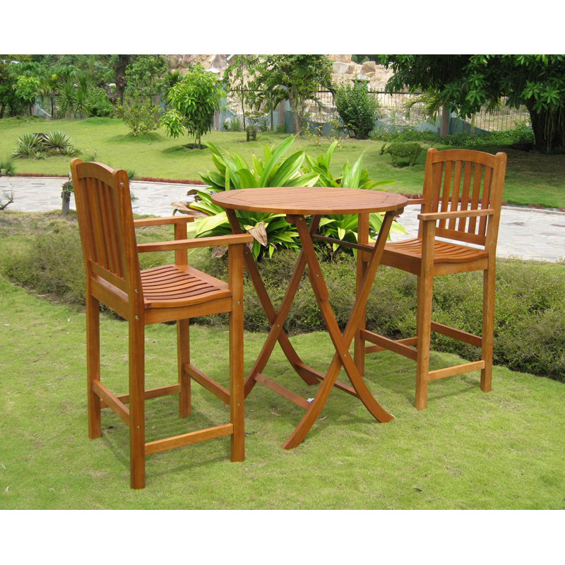 Round Solid Wood Foldable Outdoor Bar Table , 49 " W 35.5 " D