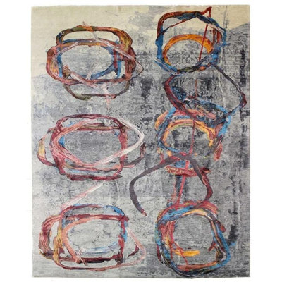 Impasto Rug 8x10 Hand Knotted Wool & Silk Area Rug, Modern Abstract Rug, Contemporary Artistic Carpet, Handmade Luxury Rug