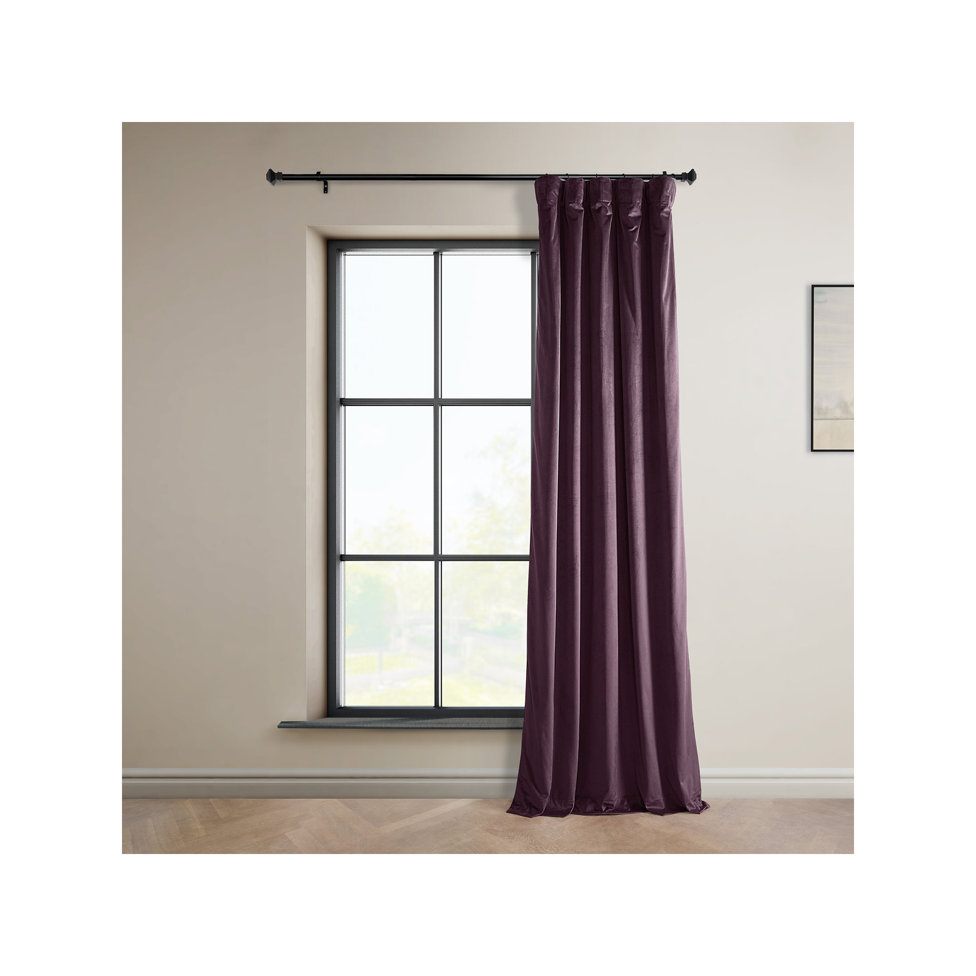 Matra Plush Velvet Curtains for Bedroom - Room Darkening Curtains for Living Room Window Single Panel, 50" W x 120" L