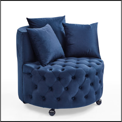 Velvet Upholstered Swivel Chair for Living Room