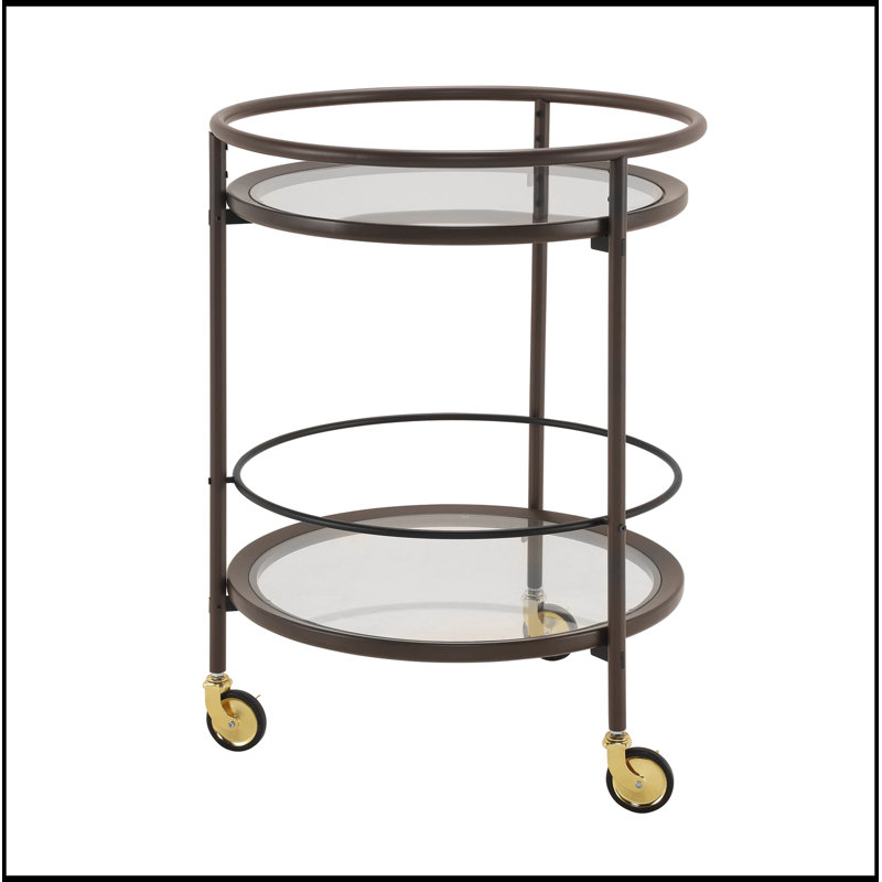 Rond rond avec tablettes en verre trempé, Coffee