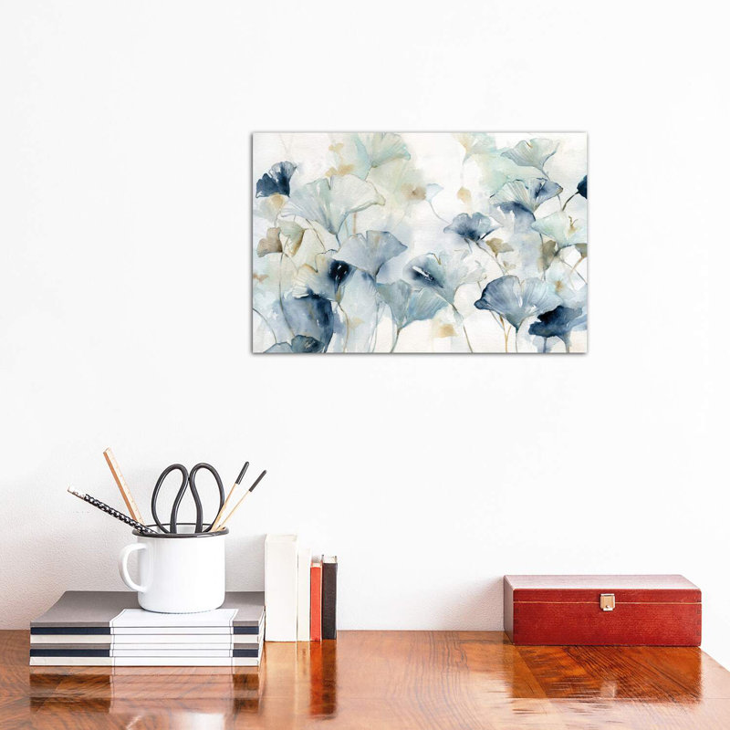 Glorious Gingko Blue and Beige Canvas Art Print