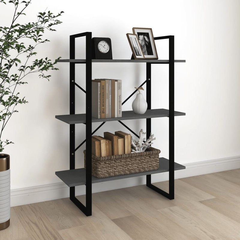 Haoxin Bookcase, 105cm H x 80cm W x 30cm D, Grey