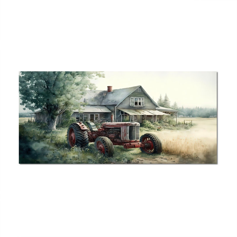 Tracteur dans une grange I - camion, art mural, H 28 po x l 60 po