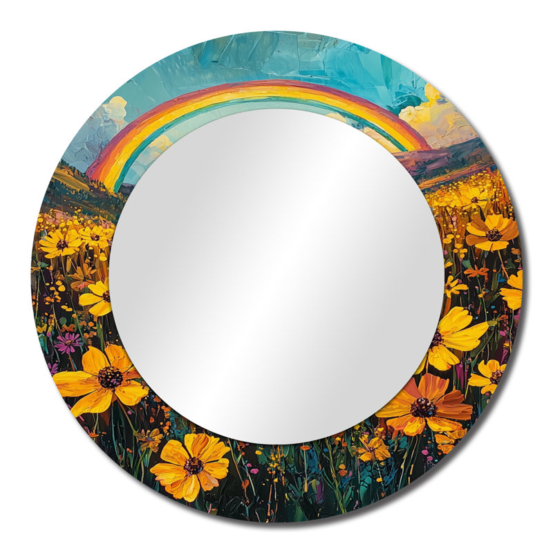 Rainbow Over The Meadow I - Art mural traditionnel sur miroir - imprimé sur métal, 23 po x 23 po