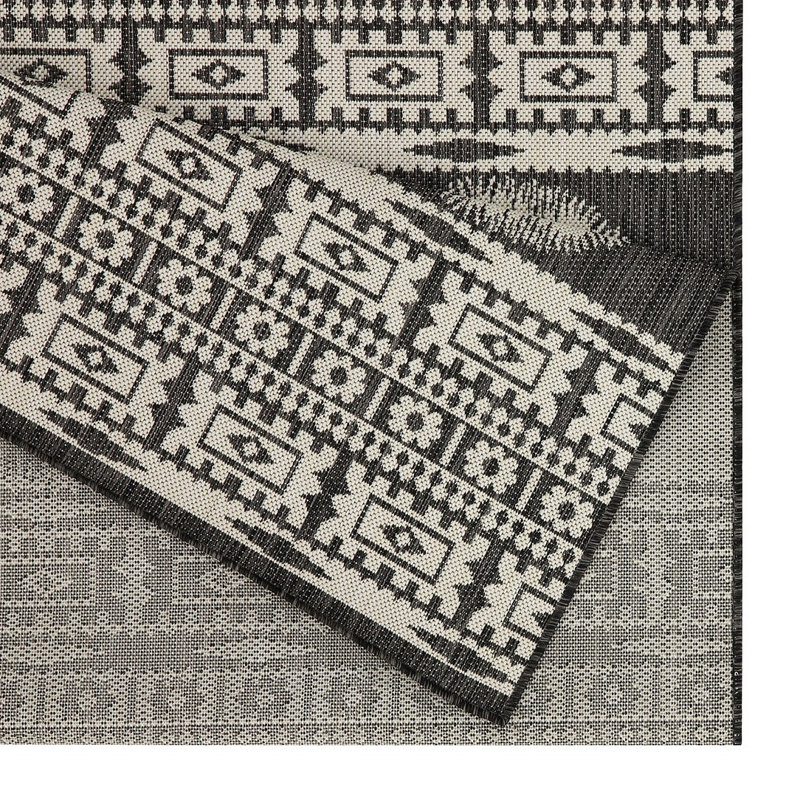Sunshine Indoor/Outdoor Area Rug, Anthracite/Dark Gray/White, Rectangle 5'3" x 7'3"