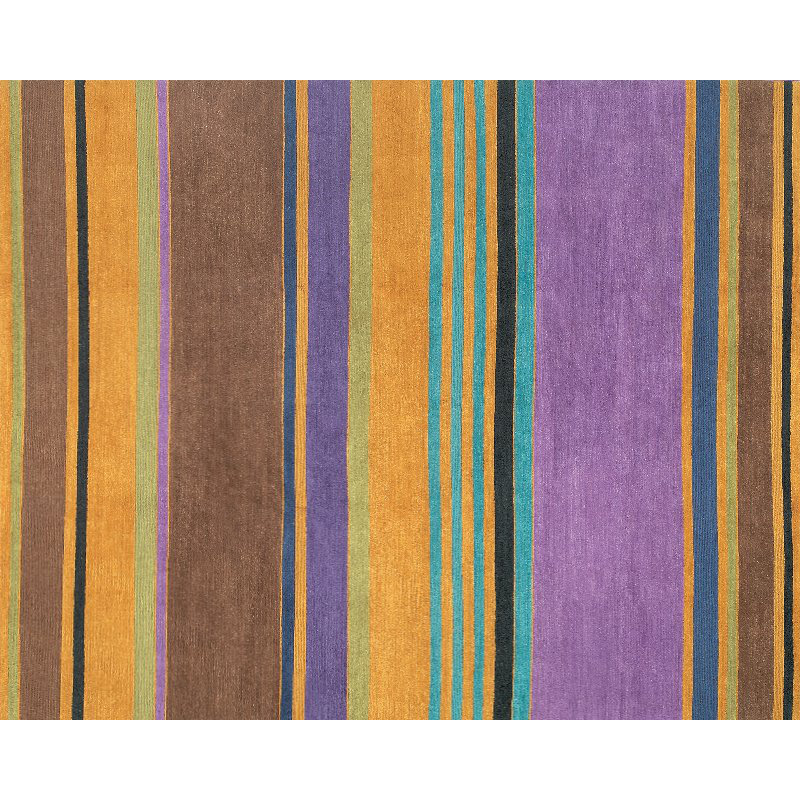 Copacabana Wool Striped Area Rug in Brown/Orange/Purple, Rectangle 12' x 16'