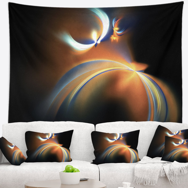 Tapisserie style fractal flottant abstrait, H 32 po x l 39 po
